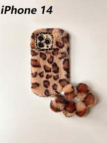 1pc Personalized Leopard‑Print Fluffy Bracelet Phone Case With Lens Bracket, Warm Autumn‑Winter Style, Compatible With IPhone 17 Pro Max/16 Pro/15/14/13/12/11 - Multicolor - View 52
