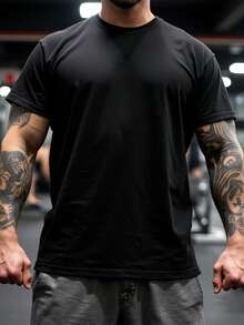 GymBeat Men's Plus Size Slogan Gorilla Print Short Sleeve Sports T-Shirt - Black - View 2