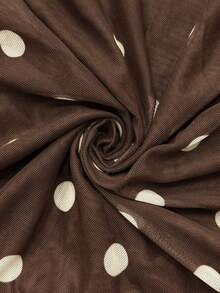 Elaquor Plus Size Summer Casual Polka Dot Print Asymmetric Hem Skirt - Coffee Brown - View 8