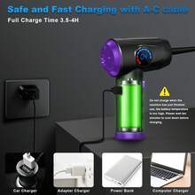 Compressed Air Duster, Electric Air Duster, Fast Charging,  Speed Cordless Air Blower With LCD Display, Portable Built-In LED Light Air Dusters For Computers Keyboard Cleaner Cordless Air Duster, - Purple - View 5