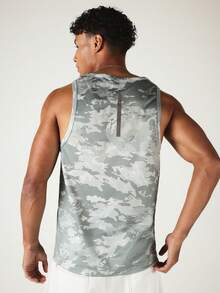 SUMWON Camouflage Printed Mesh Tank Top Sleeveless Crew Neck Regular Fit Summer Activewear Performance Style - Grey - View 2