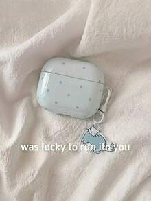 Pastel Blue Polka Dot Wireless Earbuds Case With Cute Cat Pendant, Soft Protective Cover For Gen 1/2/3/4 & Pro Series - Multicolor - View 8