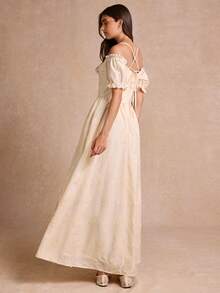 Enchnt Premium Summer Romantic Women's Elegant Apricot Embroidered Fabric Casual Party Long Dress,Graduation Dress,Vacation Dress,Festival Outfits - Apricot - View 7