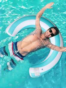 2pcs New Style Striped U-Shaped Inflatable Swim Ring, Arch Ergonomic Pool Float, Thickened PVC Floating Device, Summer Essential Water Float For Pool Entertainment - Multicolor - View 3