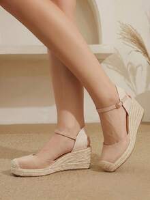 Styleloop Sepatu Wedges & Platform Wanita, Gaya Bohemian, Liburan Pantai, Nuansa Barat, Pakaian Musim Panas, Perlengkapan Perjalanan - Aprikot - View 8
