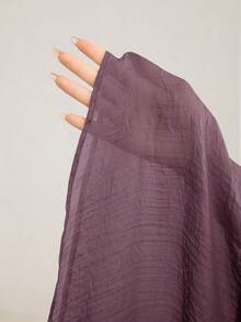 Veilorie 3/4 Sleeve High Neck Waist Gather Ruched Elegant Versatile Dress - Purple - View 8
