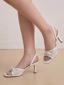 Eladyva Women's White Square Toe Stiletto High Heel Sandals, Fashion Versatile Sexy Party Dress Shoes, Leg Lengthening - White - View 8