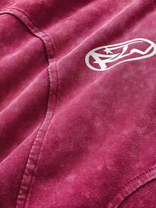 ROMWE MEN Essentials Men's Structured Patchwork Washed Distressed Shorts - Hot Pink - View 3