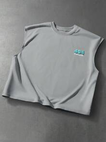 PAVTROS Camiseta sin mangas casual de verano para hombre con estampado de eslogan - Gris - Ver 4