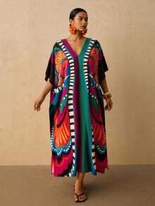 Travachic Vestido largo versátil, holgado y adelgazante para mujer de talla grande, casual para vacaciones - Multicolor - Ver 9