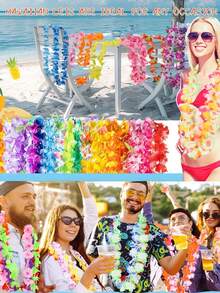 40/45 pezzi di ghirlande di fiori hawaiani, ghirlande di fiori in stile tropicale hawaiano, ghirlande di fiori hawaiani riutilizzabili per decorazioni di feste, bomboniere a tema fiori hawaiani, adatte per feste in spiaggia, compleanni, luau hawaiani e decorazioni, matrimoni festivi - Multicolore - Visualizzare 2