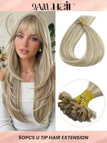 U-Tipp Haarverlängerung Echthaar U-Tipp Haarverlängerung für Frauen 40-50 cm vorgebundene Haarverlängerung 50g Keratin-Tipp Haar - S18/613 - Übersicht 1