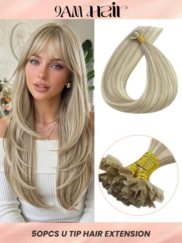U Tip Hair Extension Human Hair Nail U Tip Hair For Women 16-20" Pre Bonded Hair Extensions 50g Keratin Tip Hair Halloween Costumes
