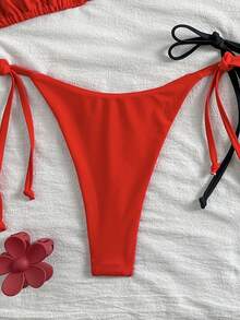 Swim Vcay 女款夏季海灘度假掛脖綁帶露背性感丁字比基尼套裝 - 彩色 - 查看 4