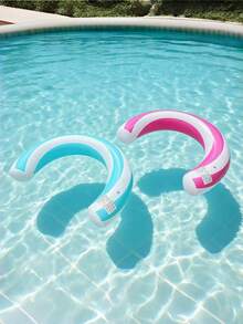 2pcs New Style Striped U-Shaped Inflatable Swim Ring, Arch Ergonomic Pool Float, Thickened PVC Floating Device, Summer Essential Water Float For Pool Entertainment - Multicolor - View 6
