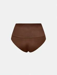 SHAPORA Women's Solid Color Elastic Waist Shaping Triangle Panties - Chocolate Brown - View 2