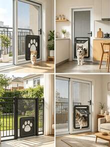 1PC Cat Door For Screen Door Magnetic Self Closing Lockable Small Pet Door For Sliding Door Window Screen Black Easy Install Indoor Outdoor Pet Access - one-size - View 7