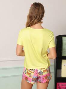 Chillnights TOM & JERRY X SHEIN Cartoon Animation Print Young Fashion Fun Vibrant Women's Pajama Set - Multicolor - View 2