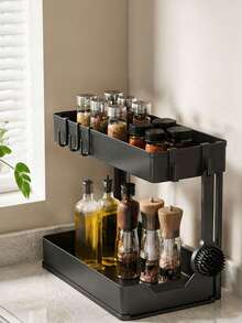Pull-Out Spice Storage Rack Desktop Storage Organizer Simple Kitchen Multi-Functional Spice Storage Under The Sink Rack - View 9