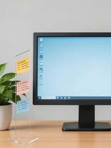 1PC Removable Transparent Acrylic Memo Board With Stand For Computer Screen Message Board Desktop Two Colors Option Back To School Office Desk Accessory Home Gift - A - View 9