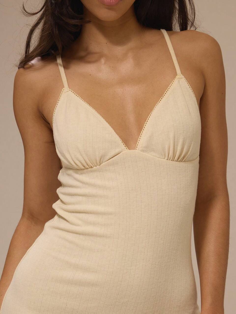 Yellow Pointelle Cami Nightie Pajama Dress