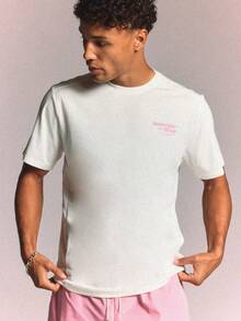 SUMWON Club Front Runner Printed Crew Neck Short Sleeve Regular Fit Tee With Back Graphic Text Print - White - View 2