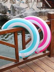 2pcs New Style Striped U-Shaped Inflatable Swim Ring, Arch Ergonomic Pool Float, Thickened PVC Floating Device, Summer Essential Water Float For Pool Entertainment - Multicolor - View 4