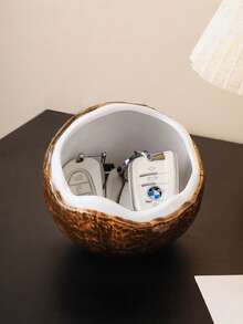 1 cái khay đựng đồ trang trí hình quả dừa bằng gốm, giá treo chìa khóa và đĩa đựng phụ kiện nhỏ, dùng cho lối vào, phòng khách, bàn làm việc, quà tân gia, đồ trang trí nhà cửa thiết yếu - Nhận hàng - Xem 4