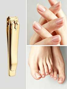 1 Set Of Fashionable Golden Nail Clippers, Suitable For Trimming Fingernails And Toenails, As Well As An Accessory For Manicures. Easy To Clean, Portable, Can Rotate 360 Degrees Without Falling Off, Anti-Corrosion And Anti-Rust - Gold - View 3