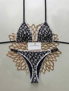 Swim Mod New Arrival Women's Elegant Luxury Boho Bohemian Vacation Style 2 Pieces Fresh Light Blue - Black - View 6