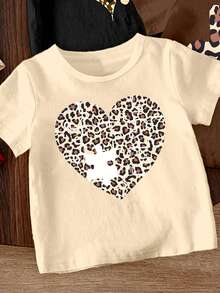 (Random 5 Sets, Send 3 Sets) Summer Girls' Grid Ripple Dot Leopard Pattern Love Butterfly Basic Short T Plus Cycling Pants Set 6-Piece Set - Multicolor - View 6