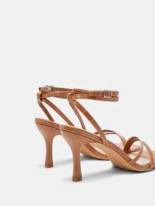 CUCCOO CURVES Women's Buckle Design Fashion Daily Commute High Heel Wide Fit Sandals Valentine's Day Summer Shoes - Light brown stone pattern - View 6