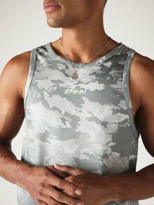 SUMWON Camouflage Printed Mesh Tank Top Sleeveless Crew Neck Regular Fit Summer Activewear Performance Style - Grey - View 5