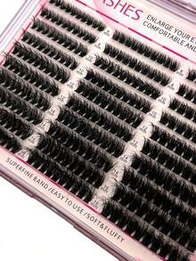 300pcs DIY Eyelash Extensions Kit, Fluffy Wispy Mixed 8-16mm Tray Lashes, 0.07mm Thin Soft Mink Strips For Home Salon Natural Volume Look - Black - View 11