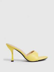 CUCCOO SZL Women's Fashionable And Versatile Outdoor High-Heeled Slippers, Suitable For Christmas And Spring Festival, Spring And Summer Party And Dance Vacations And Daily Wear - Yellow - View 2