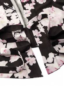 Irokai Kimono Tradisional Jepang Motif Bunga Wisteria Bulan Biru Ungu, Set Yukata Dua Potong Modifikasi untuk Wanita - MultiWarna - View 6