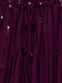 MUSERA Purple Chiffon Sequin Balloon Leg Drawstring Waist Pant - Purple - View 6