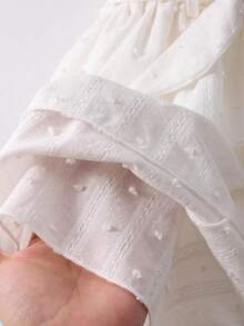 Elladie kids Vestido de niña con mangas cortas, cinturón y volantes en el bajo, de unicolor - Blanco - Ver 4