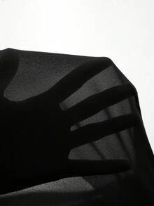 MaterniChic 孕婦純色不對稱單肩修身優雅洋裝 - 黑色 - 查看 9