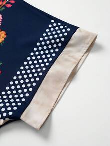 Linhara 大尺碼日印花V領仿刺繡女款休閒襯衫 - 彩色 - 查看 3