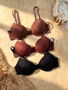 Bare Chapter 3pcs/Set Regular Casual Underwire Molded Cup Women's Bras - Multicolor - View 1