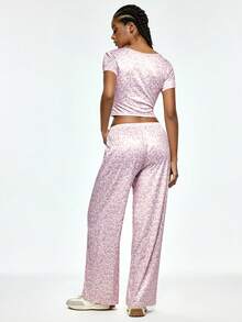 Rest Era Women's Spring/Summer Fashion Minimalist Apricot Leopard Print Pajama Set - Multicolor - View 3