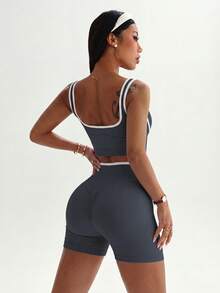 Dewbera Dewbera Women's Seamless Sports Set, Spring/Summer - Grey - View 2