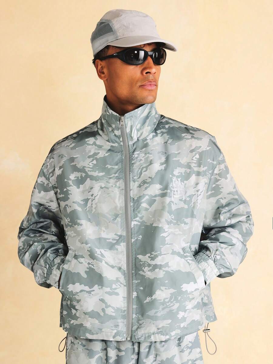 SUMWON Men Camouflage Printed Full-Zip Sports Jacket With Stand Collar Elastic Cuffs And Side Pockets Windbreaker Style - Multicolor - View 1