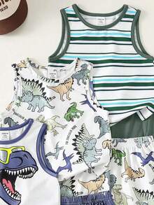 男孩休閒簡約舒適背心，3件組，適合春季/夏季 - 彩色 - 查看 6