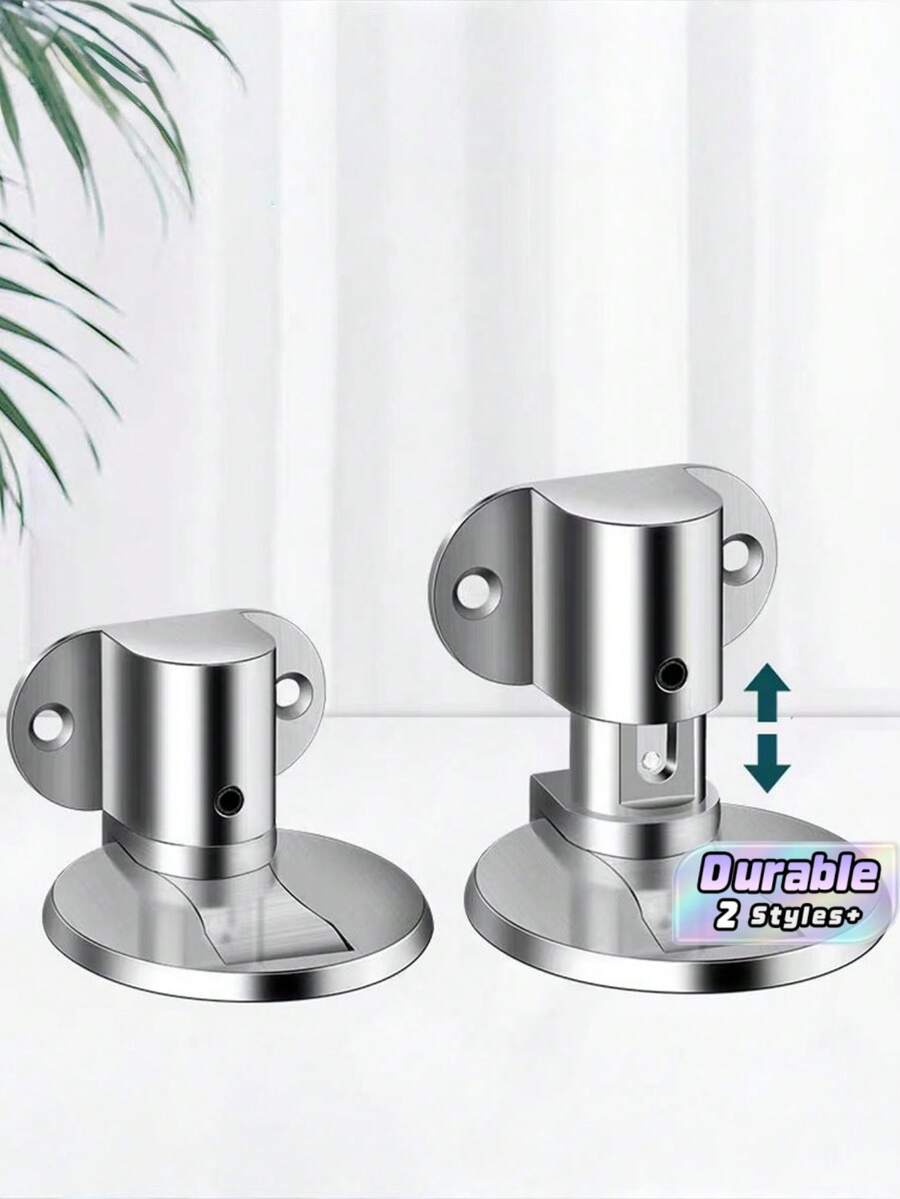 1pc/2pcs Invisible Magnetic Door Stop, Adjustable Door Stop, Magnetic Door Stop, Suitable For Bedroom, Living Room, Bathroom, Magnetic Door Stop, No Need To Drill Door Stop (Silver) - silver - View 1