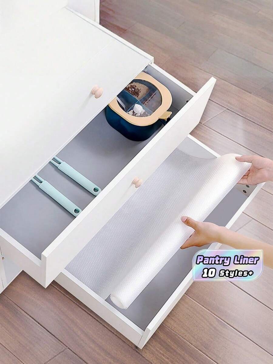 1Roll EVA Fridge Liner Shelf Liner Waterproof Oil Resistant Non Slip Cut To Size For Kitchen Cabinet Drawer Refrigerator Freezer Pantry Countertop Protection Easy Clean Washable DIY Home Organization Accessory Supplies - View 1