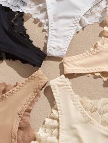 Lullawish Charm Series Lace Patchwork Thong 5pcs/Pack - Multicolor - View 5