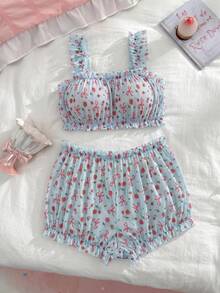 PetitDoll 2pcs Women's Wireless Bra Set - Baby Blue - View 3