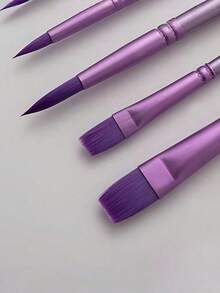 4/6/10Pcs Nylon Paint Brush Set - Multiple Shapes & Sizes, For Oil, Acrylic, Watercolor Painting, DIY Art Projects, Ideal Craft Tool For Christmas, Halloween, Thanksgiving & Gift Giving - Multicolor - View 2